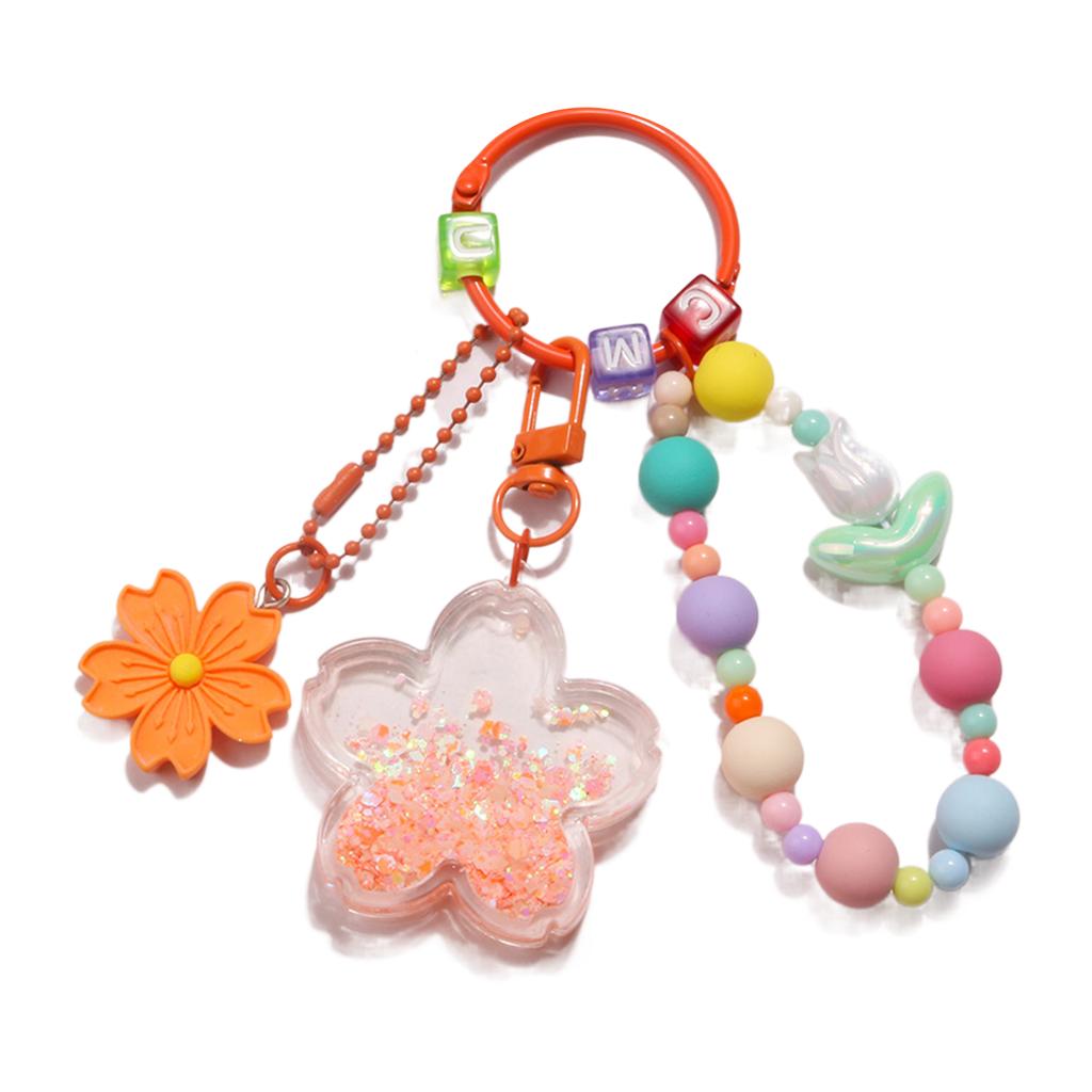 Acrylic Flower Keychain with Quicksand Charm Eye catching Moving Sand Keyring Keys Chain Ornament for Bag Phone Cover