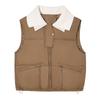 PU knitted collar down cotton vest women's autumn and winter short loose cotton vest cotton jacket vest stand collar vest outside