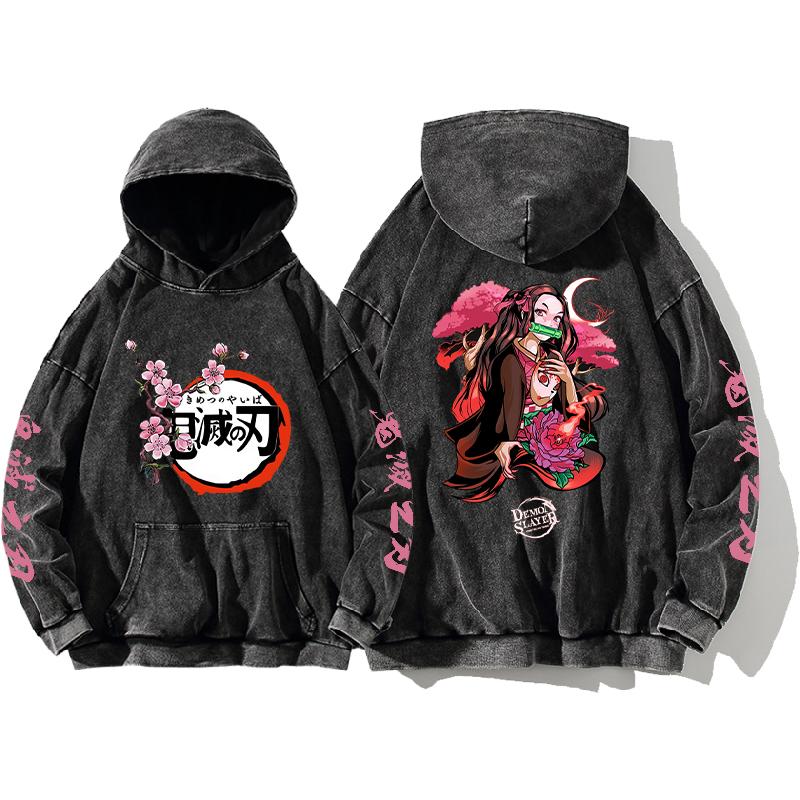 

Kamado Nezuko Printed Hoodie Demon Slayer Sweatshirt Men Women Clothing Long Sleeve Streetwear Washed Cotton Hooded Pullover XXL чёрный