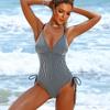 Pruhované plavky One Piece Beach Wear Swim Lady Summer Bikiny Push Up Plavky Vycpané plavky