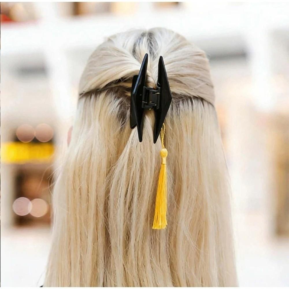 Creative Graduation Cap Hair Claw Yellow Tassels Commencement Hair Accessory  Party Celebration