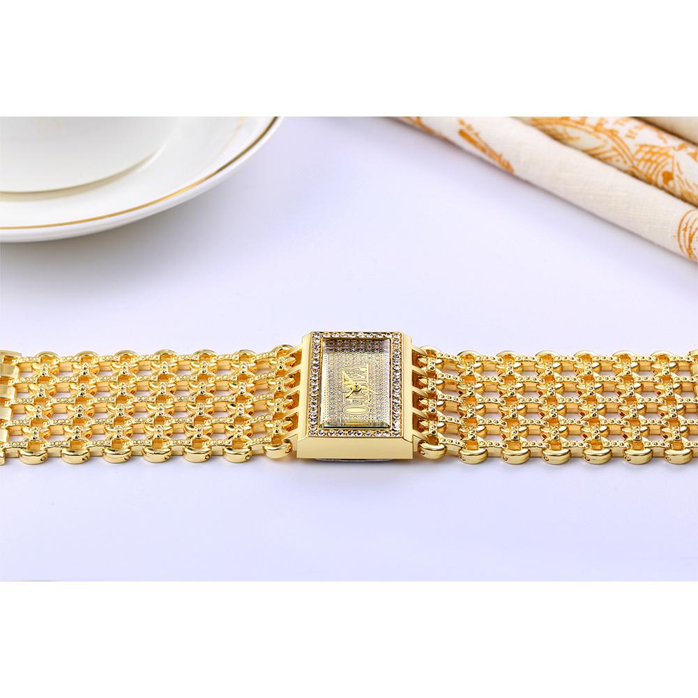 Men Women Diamond-bordered Mesh Iron Chain Steel Belt Quartz Watch Wristwatch