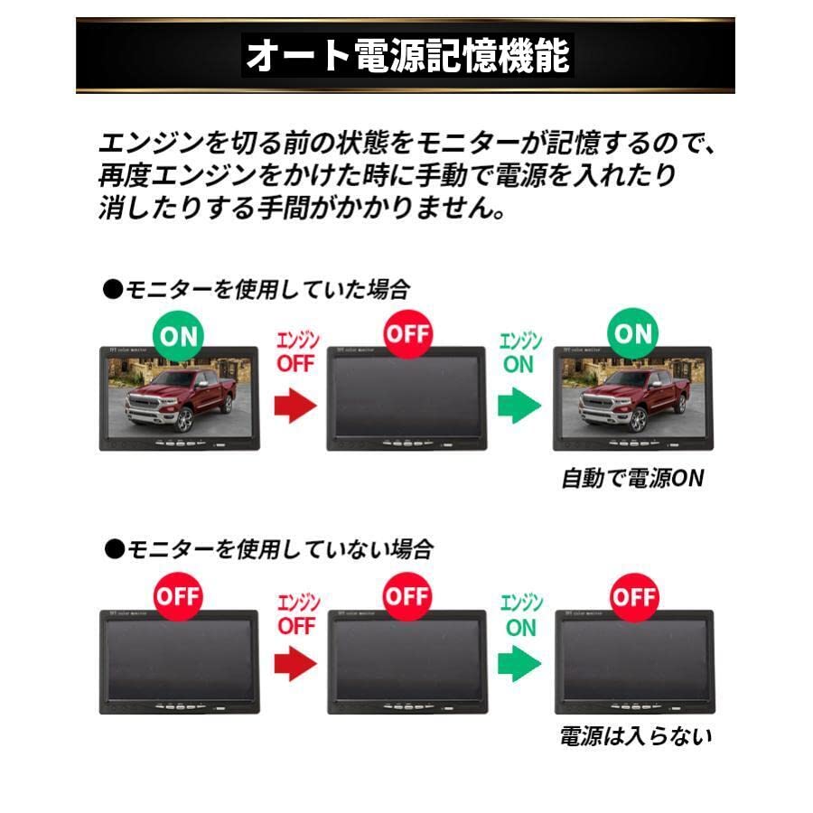 LED LCD Remote Control Direct Power Backup Dual Video Headrest Monitor Frame TK-SERVICE 7-inch On-Dash Monitor, 24-12V Compatible, Switchable,