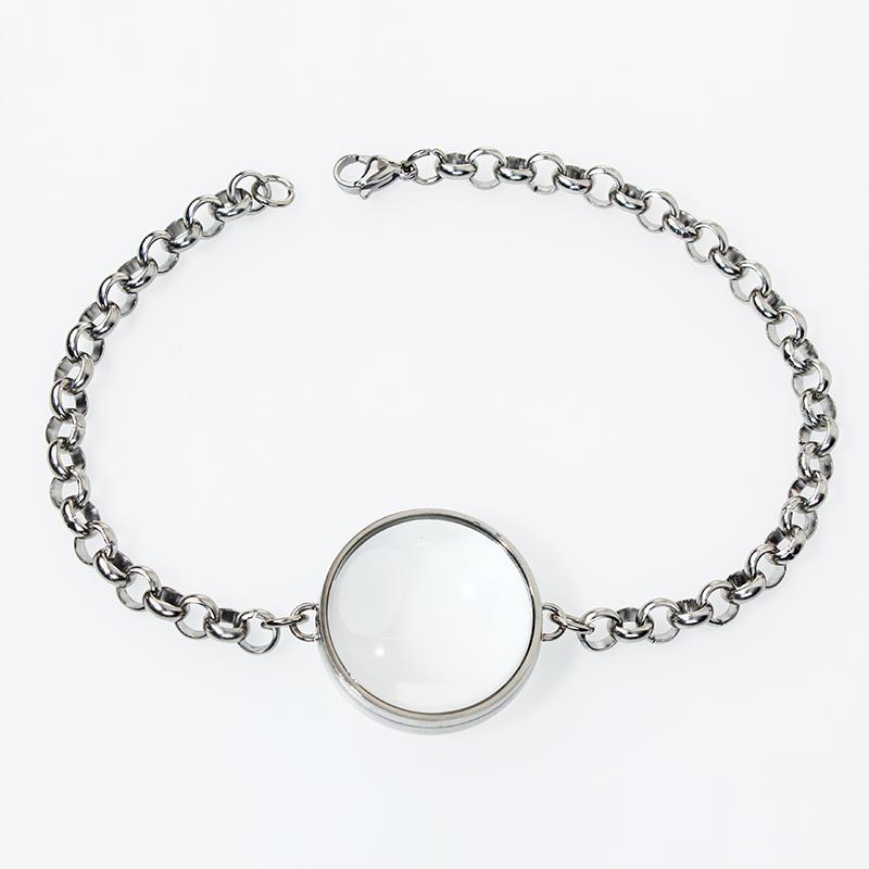 Edelstahl Doppel gekrümmtes Medaillon Armband Kette Glas Speicher Anhänger Schwimmendes Medaillon Armreif Füllbar DIY Schmuckherstellung