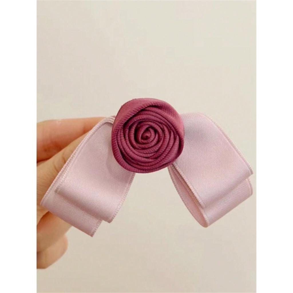 1 pince à cheveux rose fraîche et douce pour l'été pour femme, nouveau nœud pour l'arrière de la tête, demi-attaché sur le côté avec frange cassée, accessoires pour cheveux