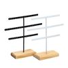 Fashion 52 Holes Earrings Display Stand Iron Necklace Bracelet Anklet Stud Earring Jewelry Storage Rack Holder With Wooden Base