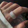 S925 Silverpläterad minimalistisk flerlagers öppen ring för kvinnor