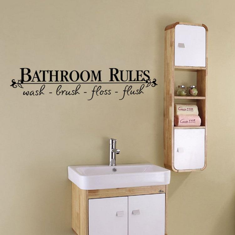 Bathroom Rules Door Sign Vinyl Quotes Lettering Words Wall Stickers Bathroom Toilet Washroom Decoration Home Decor Decal Art