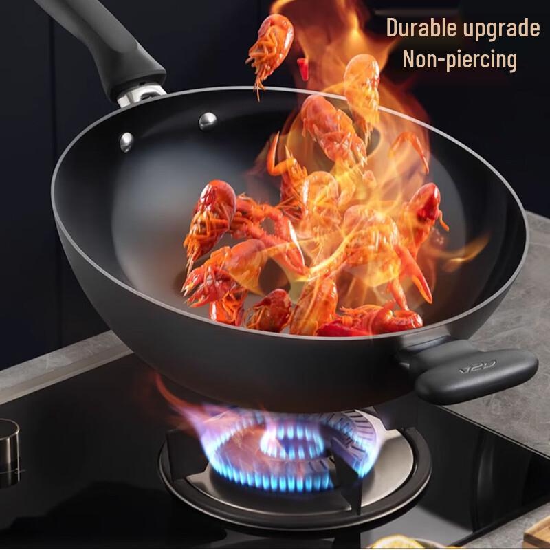 ASD 30cm Uncoated Cast Iron Wok with Lid & Spatula