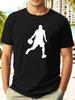 Basketball Player Silhouette Cotton T-shirt - Casual Crew Neck