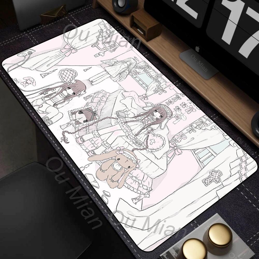 Cute Anime Girl Large Mouse Pad Kawaii Computer Mousepad XXL Rubber Mouse Mat 900x400mm Locking Edge Keyboard Pad Desk Mat