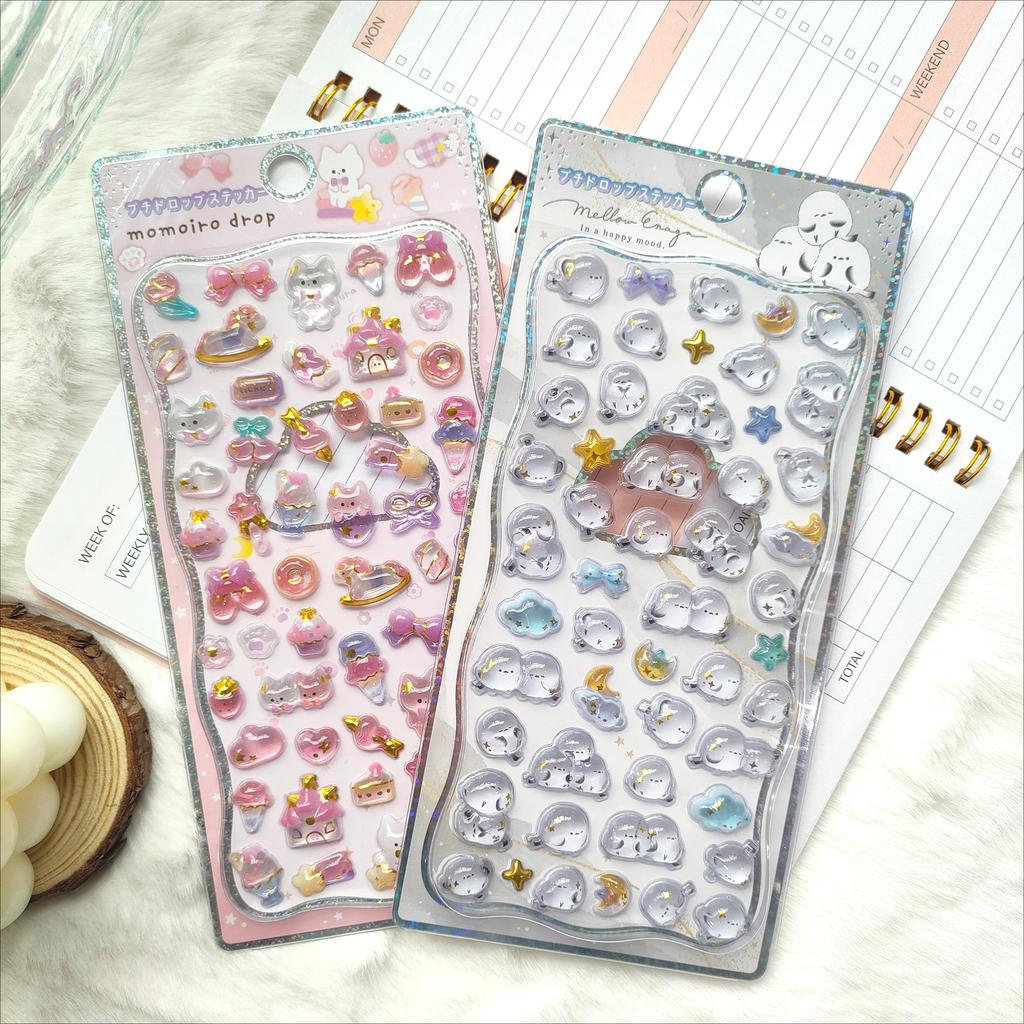 Kawaii Cute Animal Stickers - 1/2Pcs Mini 3D Relief Decals for School Diary Stationery DIY Girls Exchange Gifts