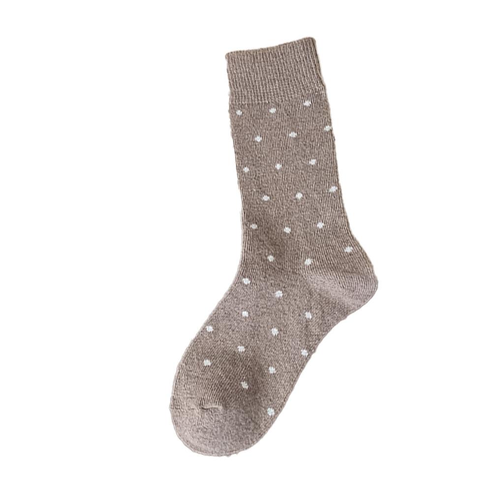 Polka Dot Wool Socks for Women In Autumn and Winter, Thickened Retro Mid-calf Pile Socks with Polka Dots