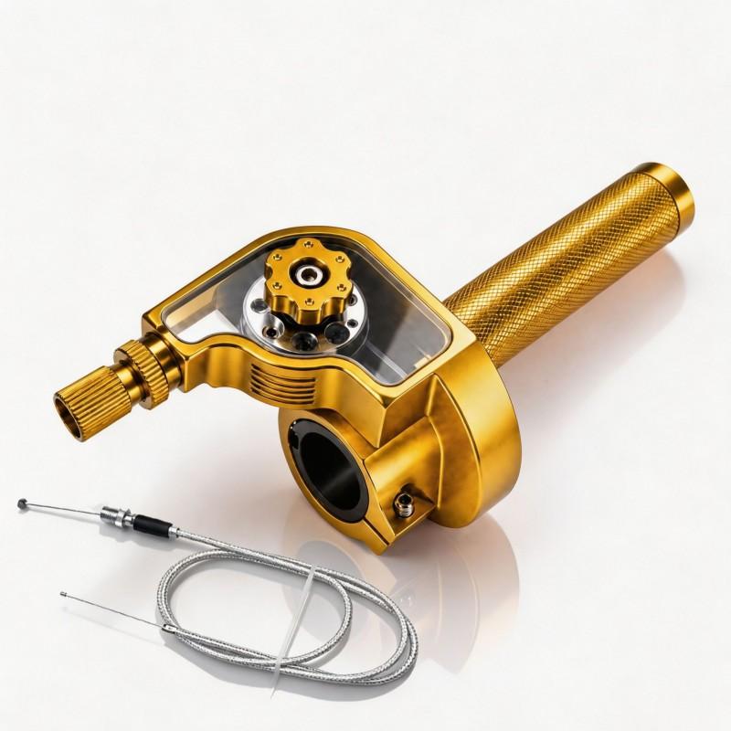 CNC Aluminum Throttle Grip Handle Motorcycle Electric Scooter Upgrade - 179mm Adjustable Twist In 6 Colors Cable