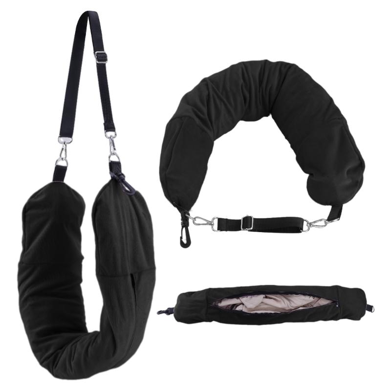 

Travel Neck Pillow with Clothes Stuffable Travel Pillow Stuffable Neck Pillow Fillable Neck Pillow for Airplanes Travel чёрный