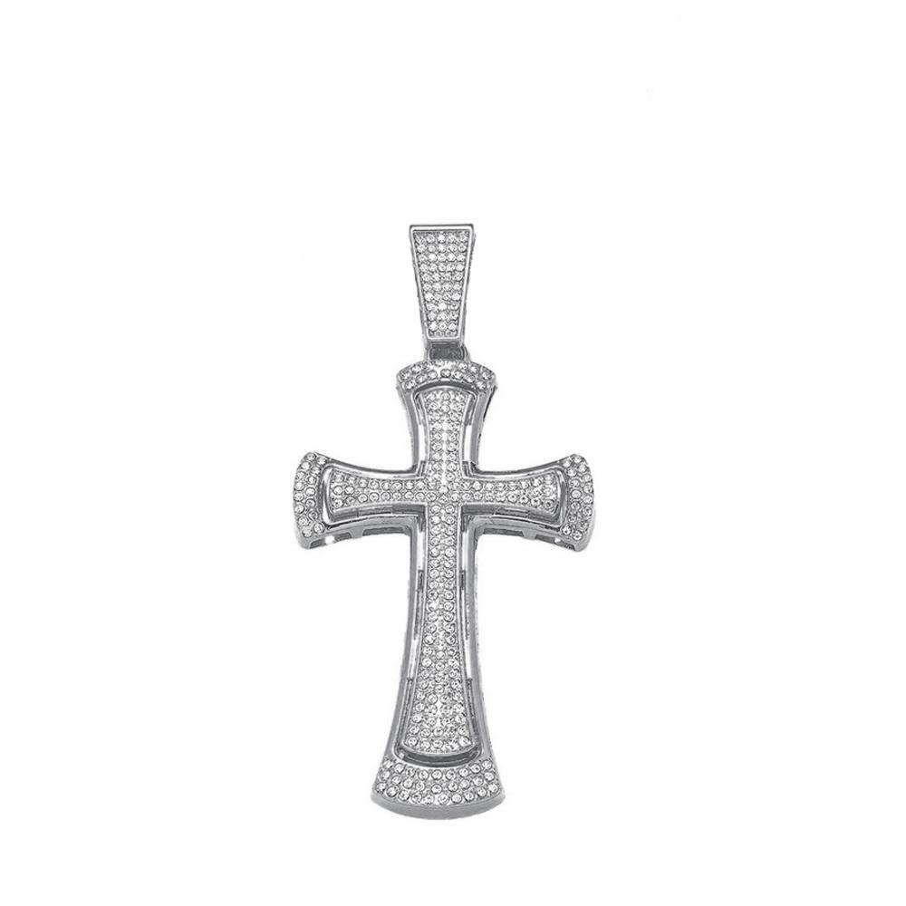 Men Women Hip Hop Cross Shiny Pendant Necklace 13mm Miami Cuban Chain Charm Bling Exquisite Necklaces Jewelry Fashion Charm Gift