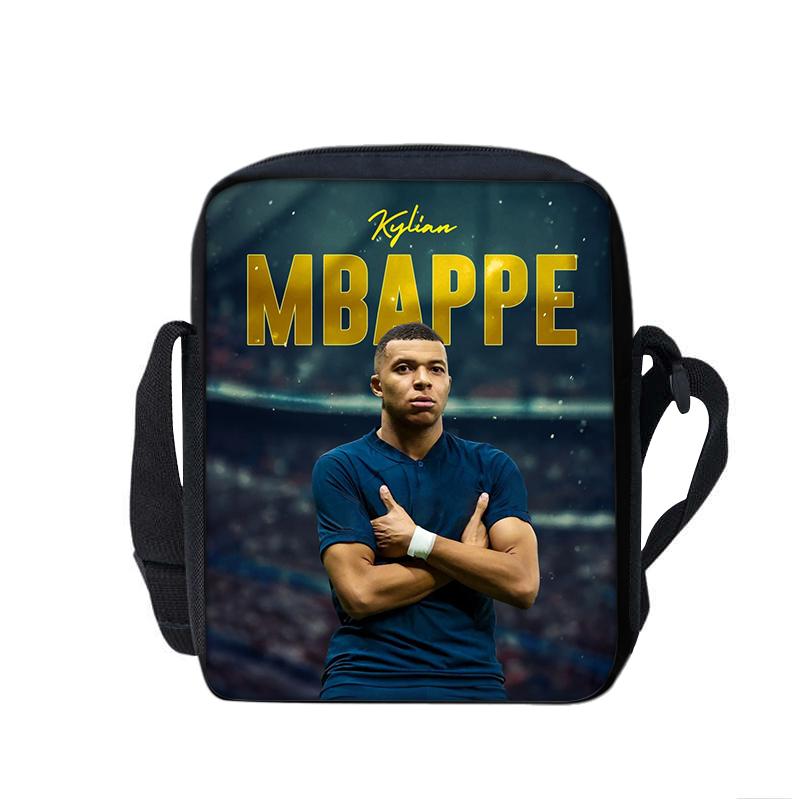 M-Mbappe Printed Shoulder Messenger Bag Handbag Football Star School Bags Phone Bag Football Sports Shopping Bag Best Gift