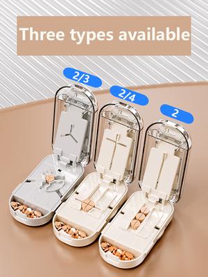 New Design Pill Cutter Bisection/Trisection/Quartersection Even Cutting with Replacement Blades Waterproof Travel Pill Crusher