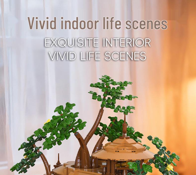 Medieval Forest Treehouse Blocks Model: Jungle Cabin Lighting Toy