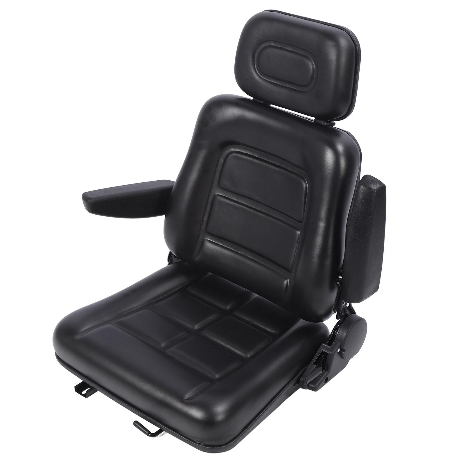 Siège de chariot élévateur avec réglage et glissière 3 Siège avec appui-tête pour tombereau, tondeuse, chargeuse compacte, chariot télescopique, pelleteuse Noir