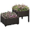 Raised Bed, Planter with Drainage Holes, Flower Box In Rattan Look, Plastic, Brown, 40 X 40 X 44 Cm
