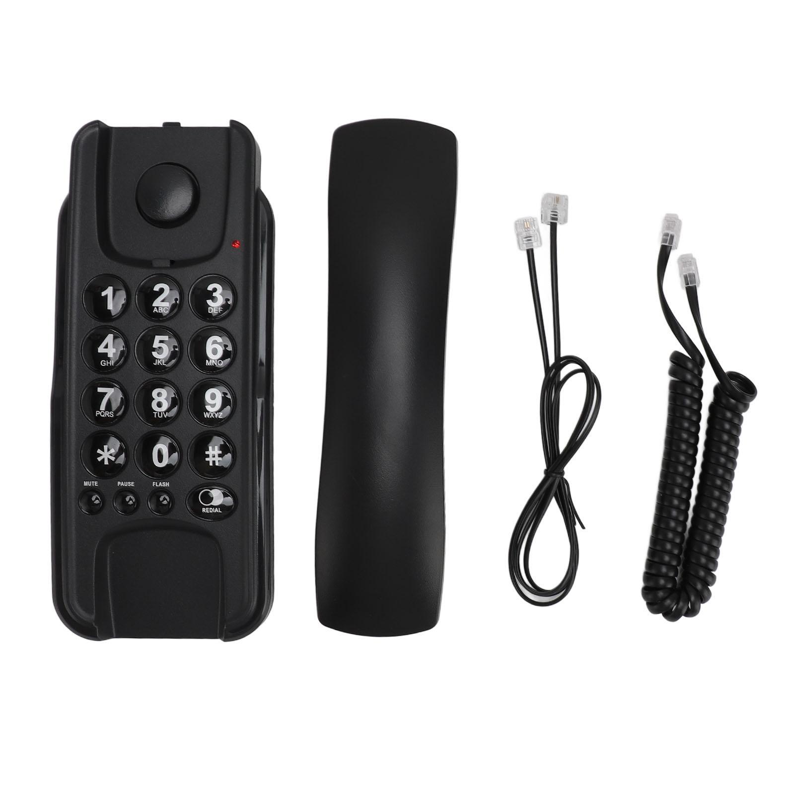 Konnwei Black Wall Mount Phone Corded Volume Adjustable Ringer Redial Wall Telephone For Hotel Office