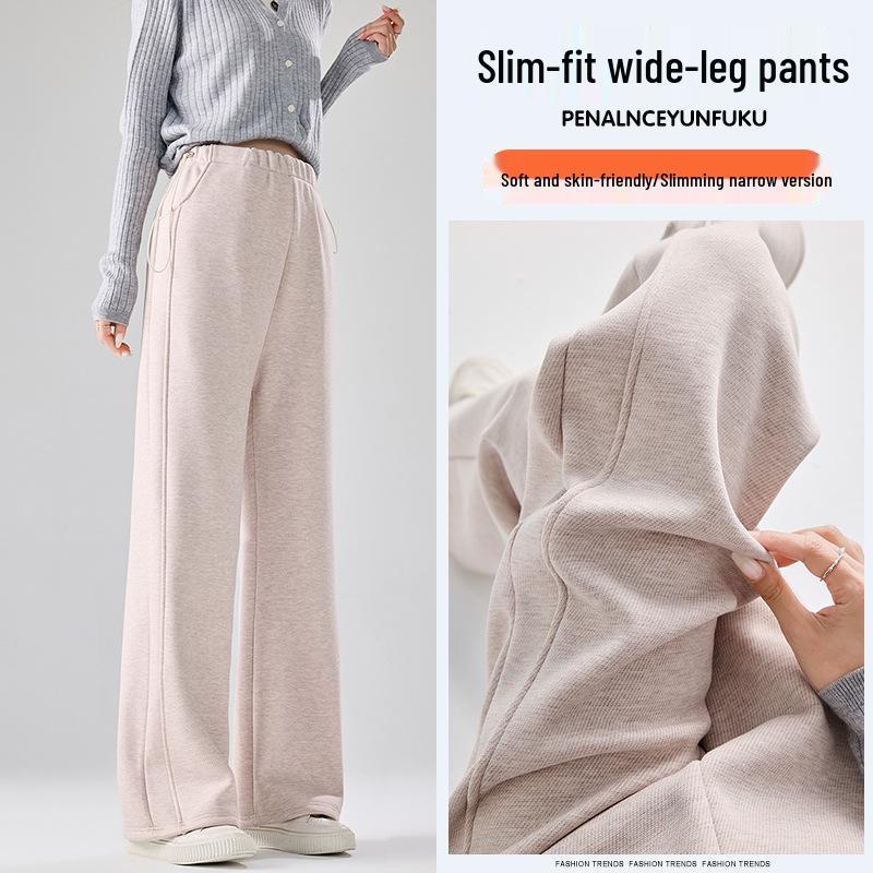 Trendy Maternity Drawstring Gray Pants: Wide-Leg and Narrow Straight-Leg Options for Spring and Autumn