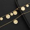 2Pcs Gold Color Textured Coin Fringe Tiered Necklace Set Chunky Disc Pendant Layered Choker Fashion Y-Necklace for Party Gifts