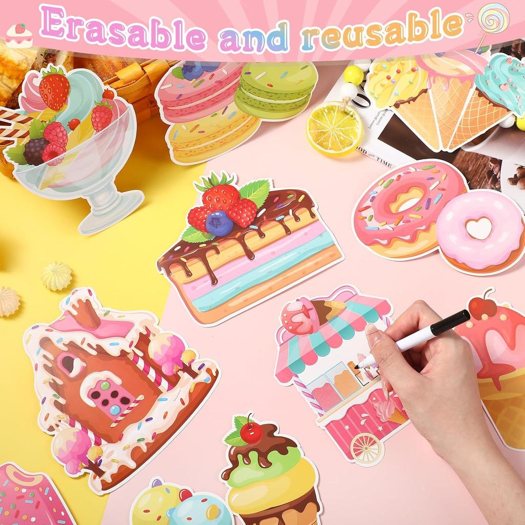 Faccito 48 Pcs Candy Cutouts Ice Cream Party Decorations Birthday Large Candy Cutouts for Classroom Bulletin Board Set Ice Cream Classroom