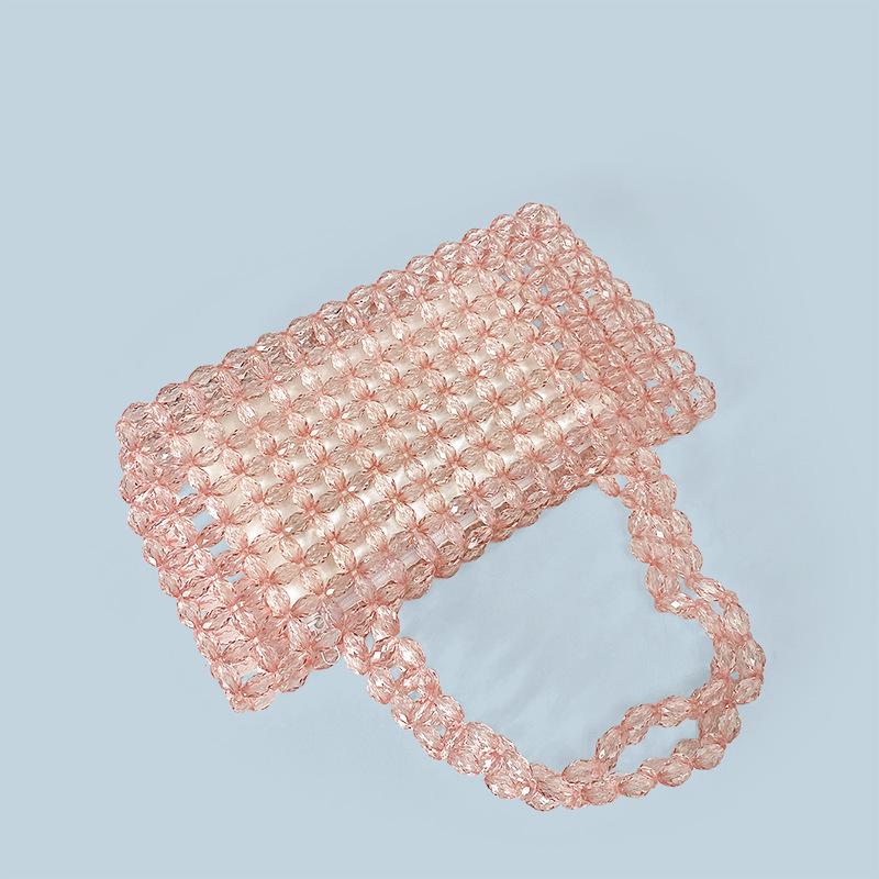 Handgefertigte transparente Damen-Tragetasche mit Kristallperlen