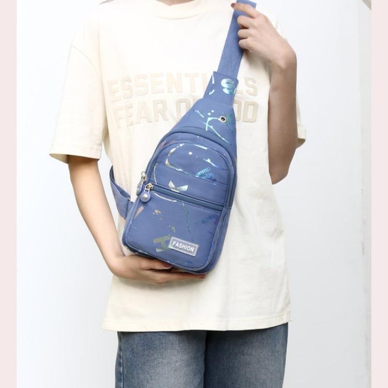 Women'S Chest Bags Geometric Print Oxford Cloth Casual Crossbody Bag Sports Travel Outdoor Chest Shoulder Bags