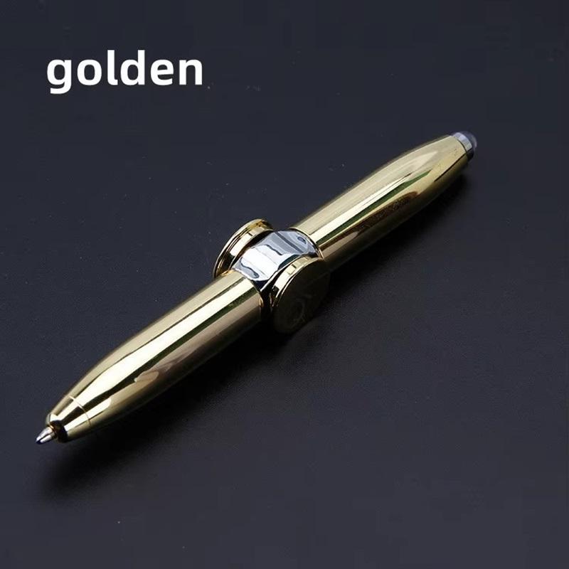 Multifunctional Decompression Finger Rotate Luminous Gyro Pens Toy Fidgets Spinner LED Light Ballpoint Pen Metal Gyro Pen Gift