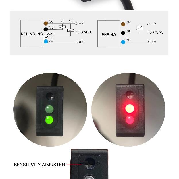 Cloweit Square Laser Sensor 35cm 8m Adjustable NPN PNP Diffuse/Specular Reflection Optical Infrared Photo Proximity Switches E3Z