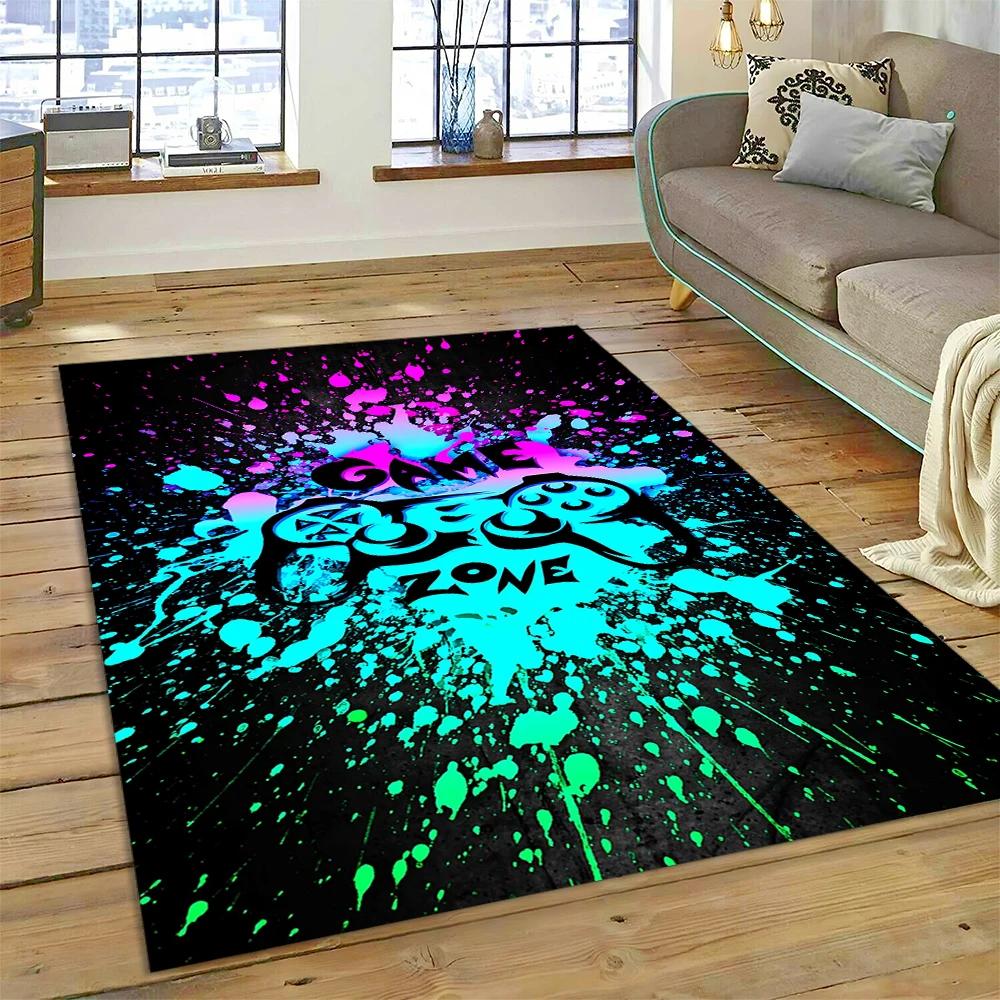 3D Gamer Game Gamepad Cartoon Carpet Rug for Home Living Room Bedroom Sofa Doormat Decor,Child Play Area Rug Non-slip Floor Mat