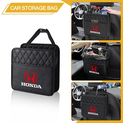 AAAKK1 Leather Car Seat Back Tissue Water Cup Holder Storage Bag Phone Pocket For Jazz Avancier Crv Accord Civic City Mugen Power