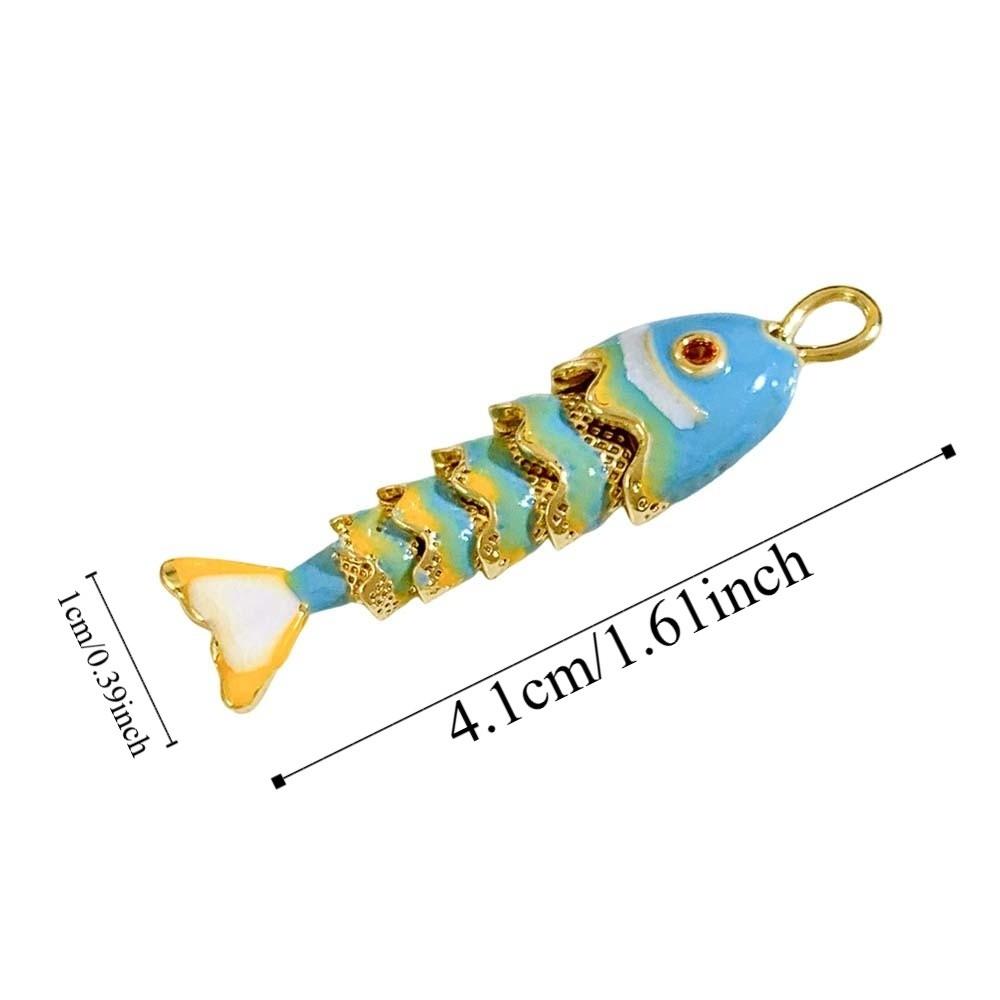 3D Plated Enamel Fish Charms Carp Drip Oil  Fish Bag Pendant Movable Mini Metal Fish  Key Ring
