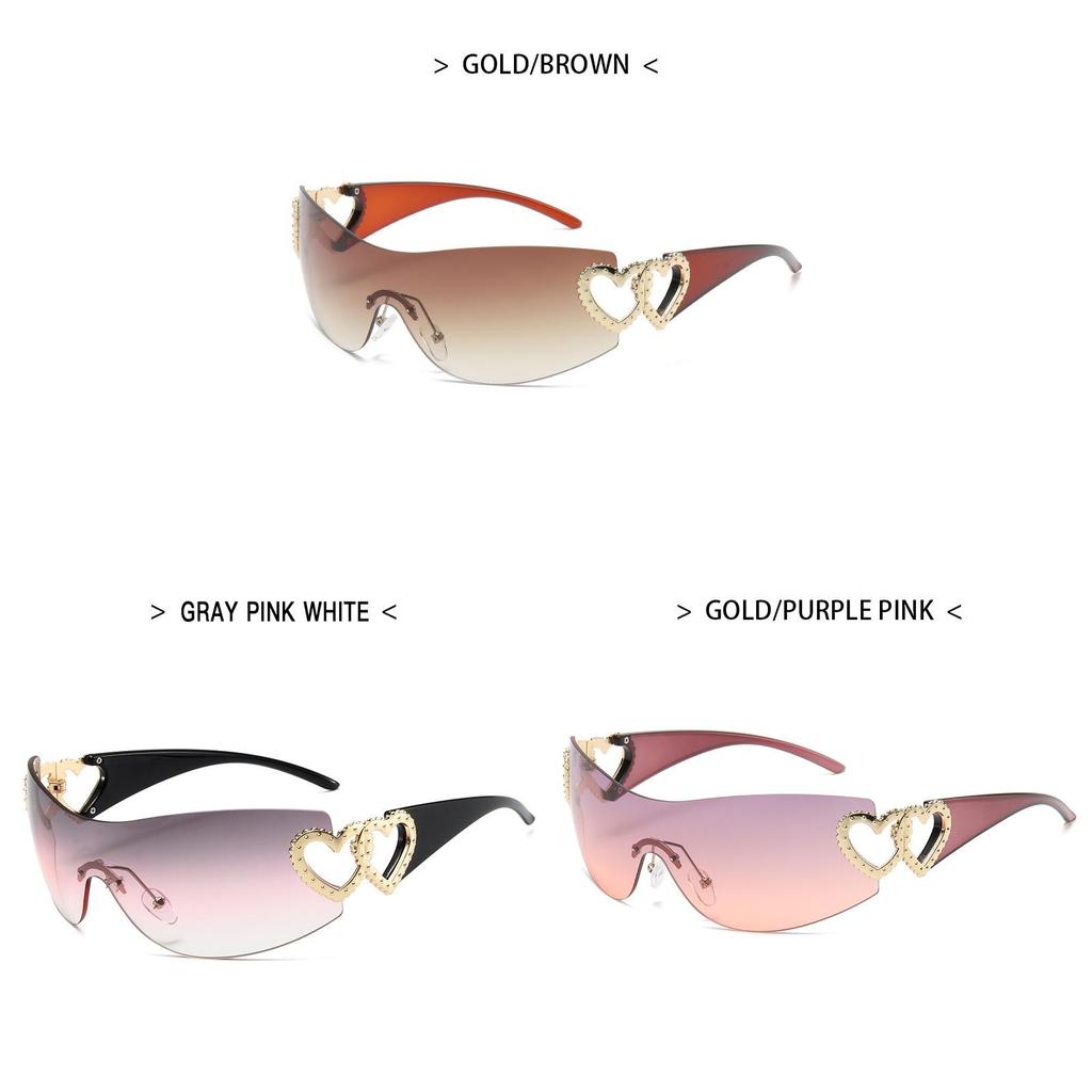 Y2k Herz Sonnenbrille Mode Randlos UV400 Sonnenschutz Für Street Style
