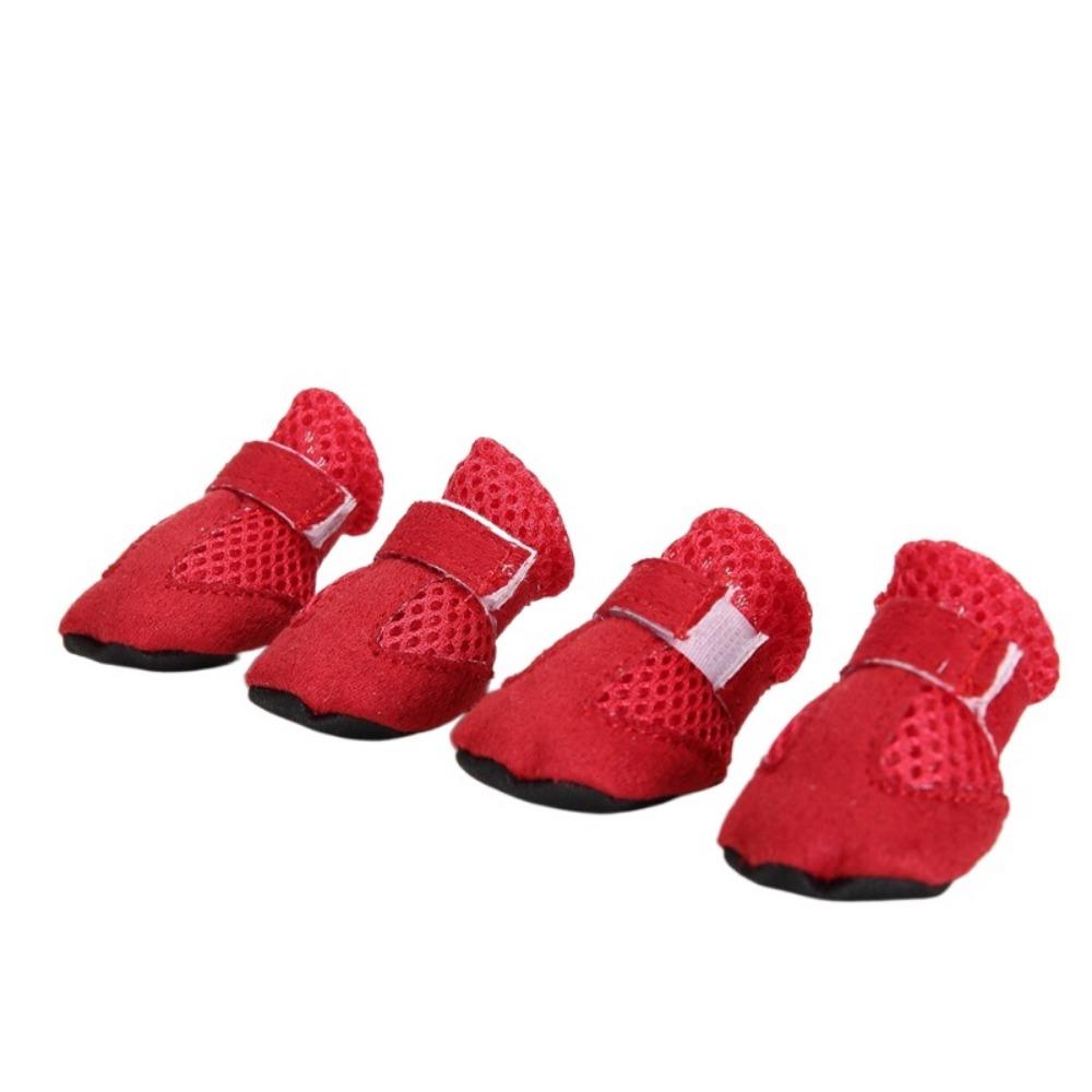 4pcs/set Comfortable Pet Rain Boots Anti-slip Protective Pet Dog Shoes Breathable Easy To Clean Dog Care Footmuffs