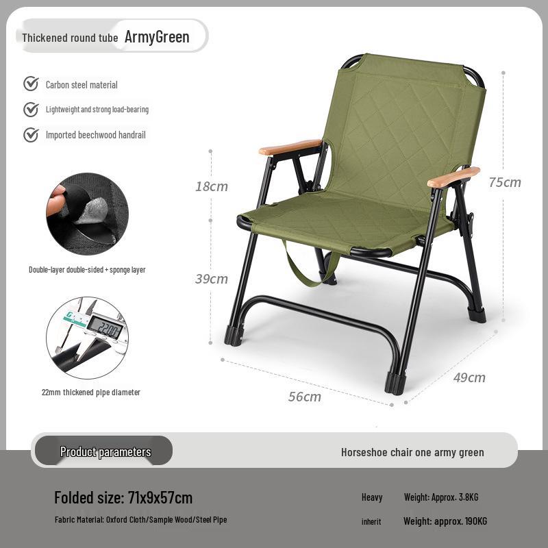 Carbon Steel Camping Folding Table & Kermit Chair Set - Metal Outdoor Roll-up