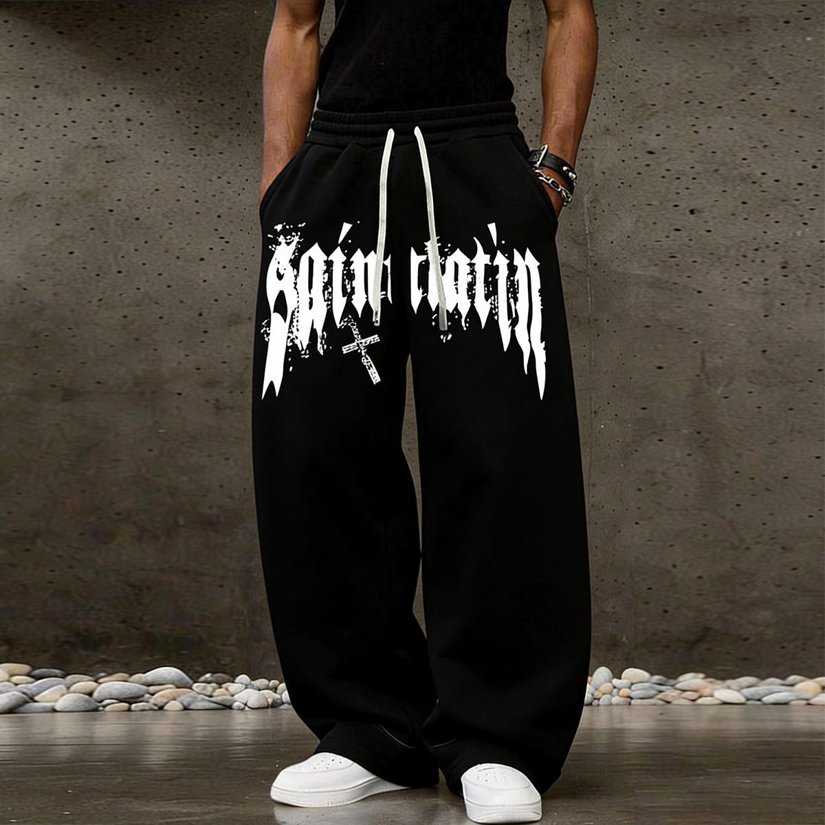 Готические брюки с прямым кроем и шипами, Темные уличные брюки L чёрный