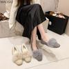 Damen Plüsch Flache Schuhe 2026 Herbst Winter Kunstpelz Gefüttert Weiche Sohle Mokassins Warm Baumwolle Niedriger Absatz Pumps Zum Hineinschlüpfen Bequem