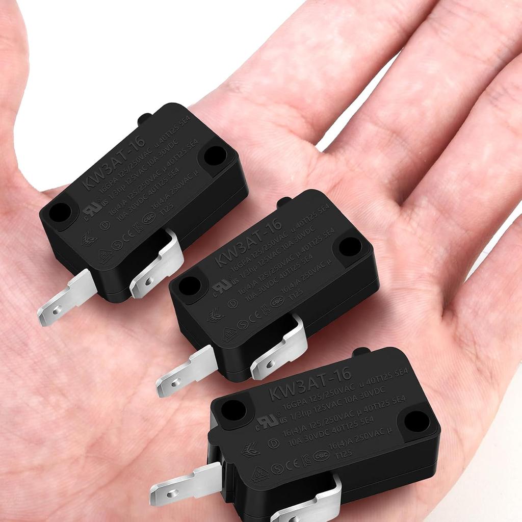 3PCS Microwave Oven Door Switch Replacement Parts(2X Normally Open + 1X Normally Closed), 16A 125/250V, KW3AT-16(Downward Compatible with KW3A-16)