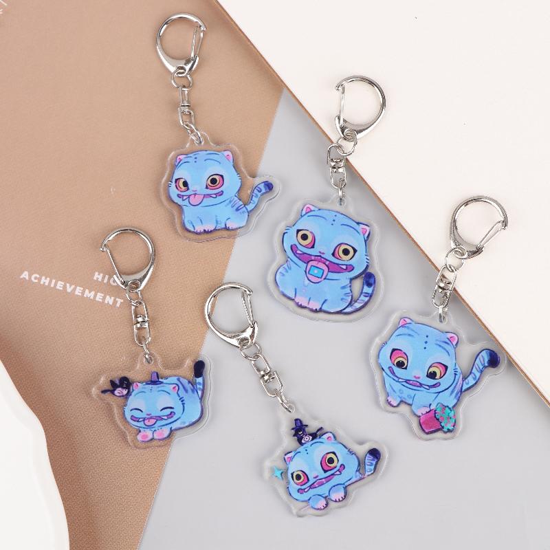 5Pcs Cartoon Huntrix Saja Boys Derpy Tiger Acrylic Keychains Ring Double-Sided Key Chain Jewelry Demon Hunters Love Gifts