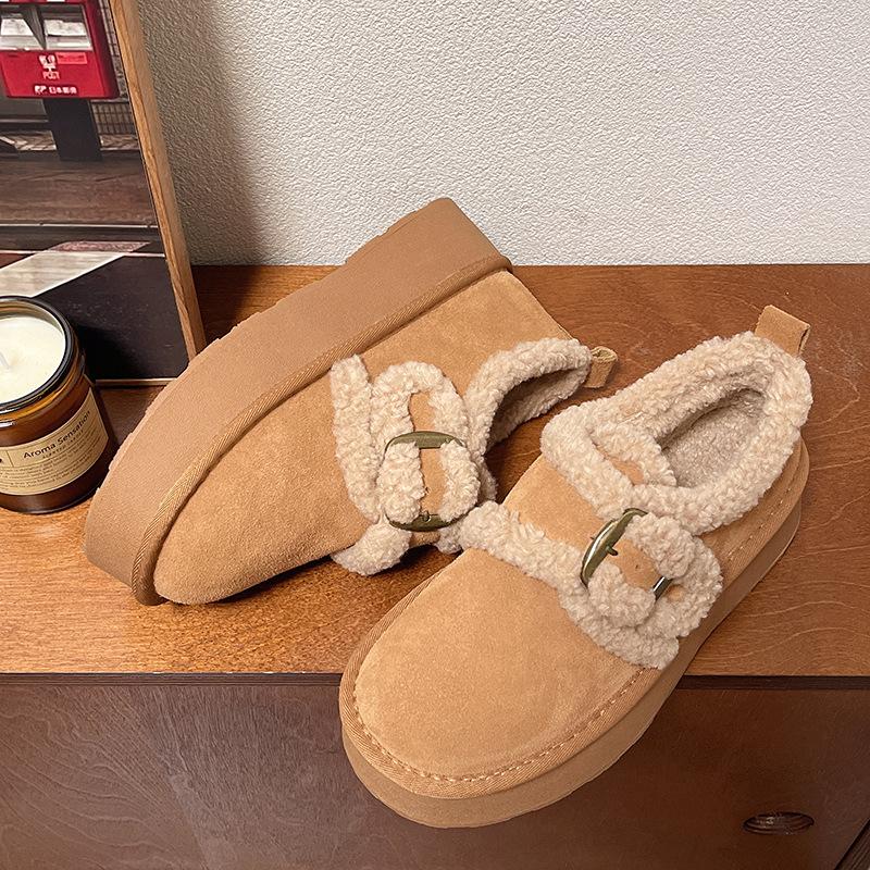 

Модные лоферы Зимние Ретро Женские Снежные Теплые Замшевые Кожаные Ленивые Ботинки Обувь Женщина Леди Женские На Плоской Подошве Ботильоны Боты Ботинки Женские Обувь 42 хаки