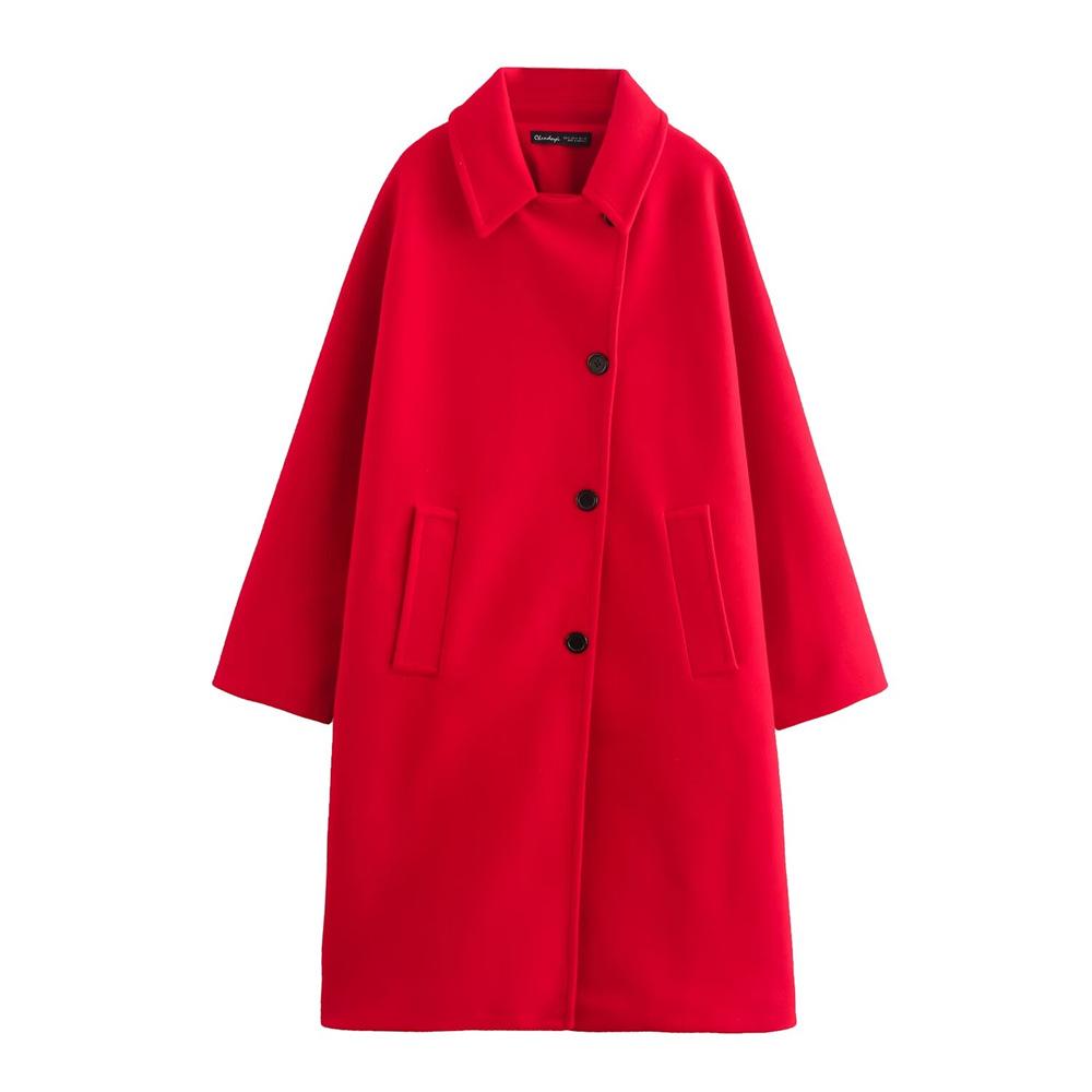 

PB&ZA Women s 2024 Autumn/Winter Casual Versatile Loose Wool Coat L