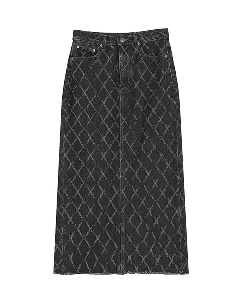 Urban Dress Quilting Long Denim Skirt Black