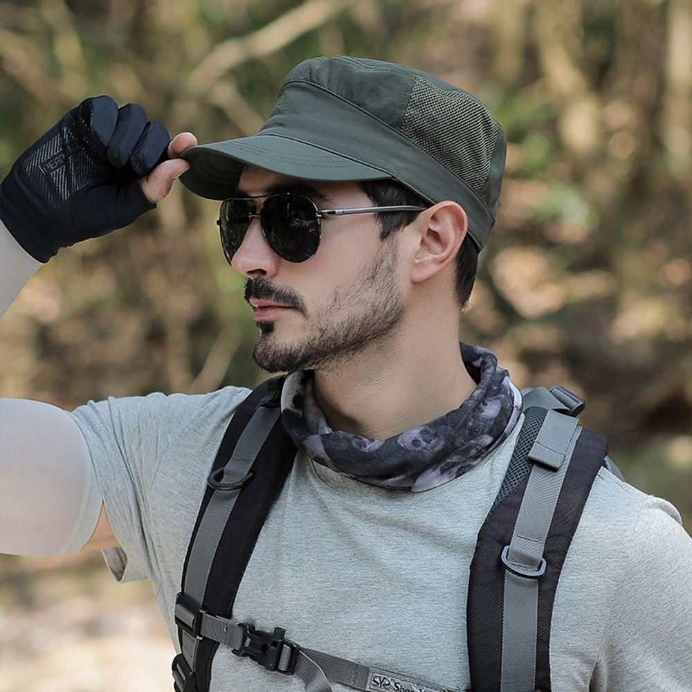 Adjustable Flat Top Hat Solid Color Men’s Sun Hat Casual Flat Peaked Cap  Unisex