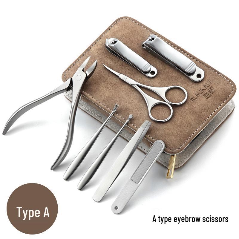 8dílná manikúrní sada z nerezové oceli s potiskem loga: Kleštičky na nehty, nůžky a nástroje připravené k darování