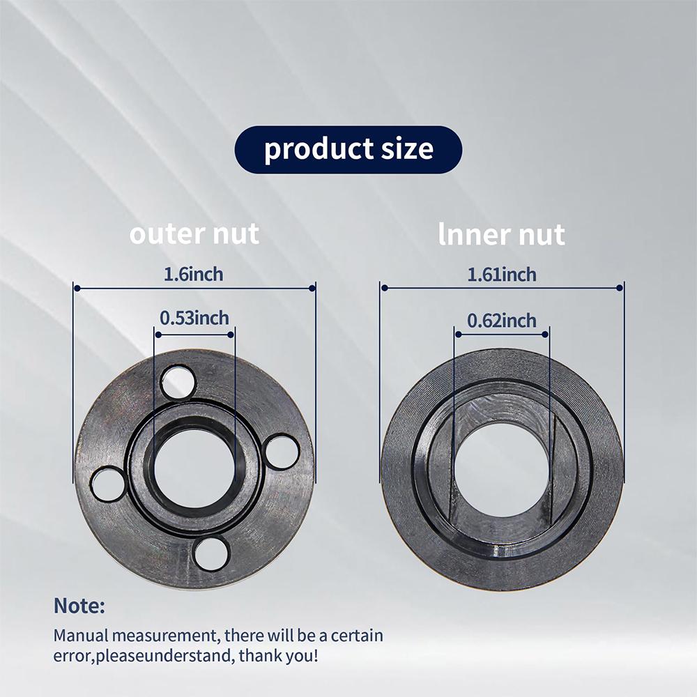 1Set M14 Thread Replacement Angle Grinder Metal Pressure Plate Inner Outer Flange Nut Set Tools for 14mm Spindle Thread