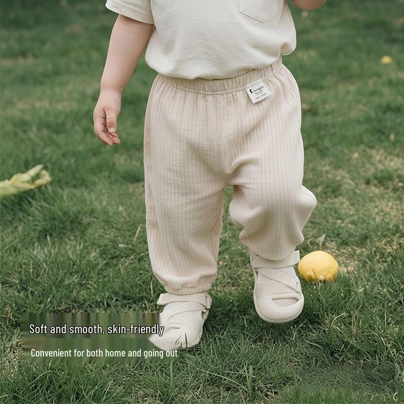 Atmungsaktive Baumwollhose für Babys gegen Mücken - Sommer-Lange Hose mit Bündchen für Kleinkinder